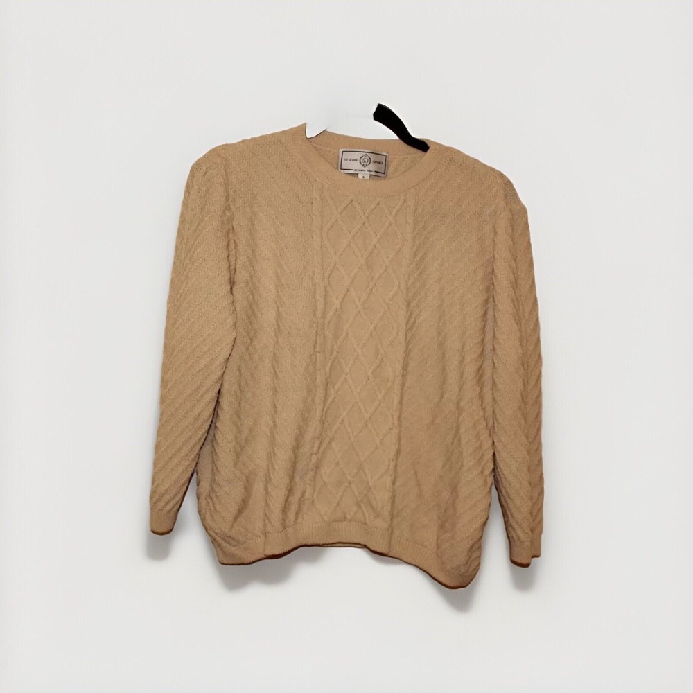 St. John Sport By Marie Gray Women's S Beige Solid Wool Pullover Sweater